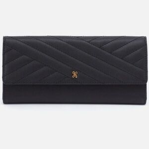 HOBO Jill Large Quilted Trifold Continental Wallet in black
